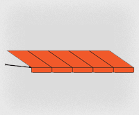 A drawing of an orange awning on a white background