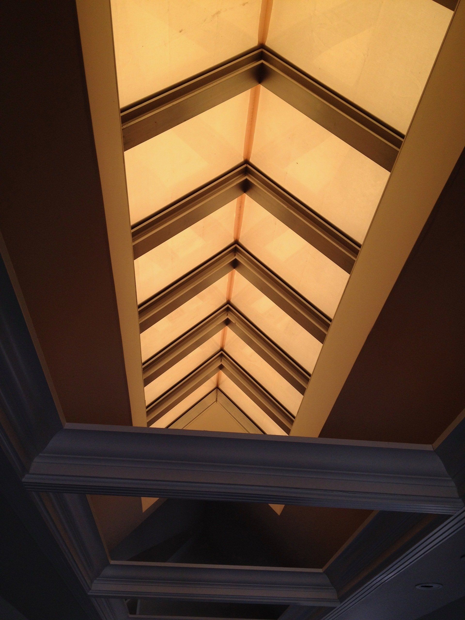 Looking up at the ceiling of a building