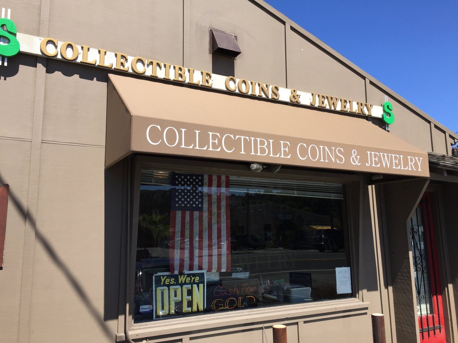 A collectible coins and jewelry store is open