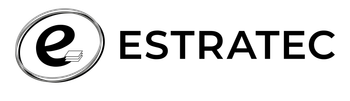 Un logotipo en blanco y negro para una empresa llamada estratec