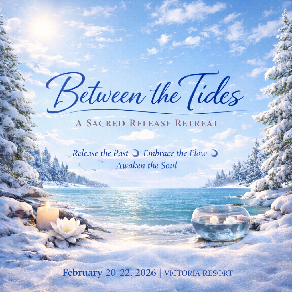 Snowy coastal scene promoting a