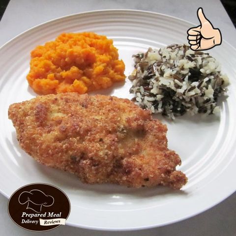 Babeth's Feast Reviews Chicken Cutlet Dinner, with Mashed Carrots and White and Wild Rice $11