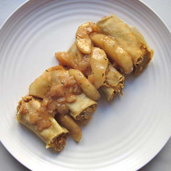 Pulled Pork Crepes with BBQ Sauce and Apple Chutney