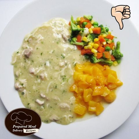 Traditions Meal Solution Review Chicken and Dumplings with Mixed Vegetables and Peaches $6.95