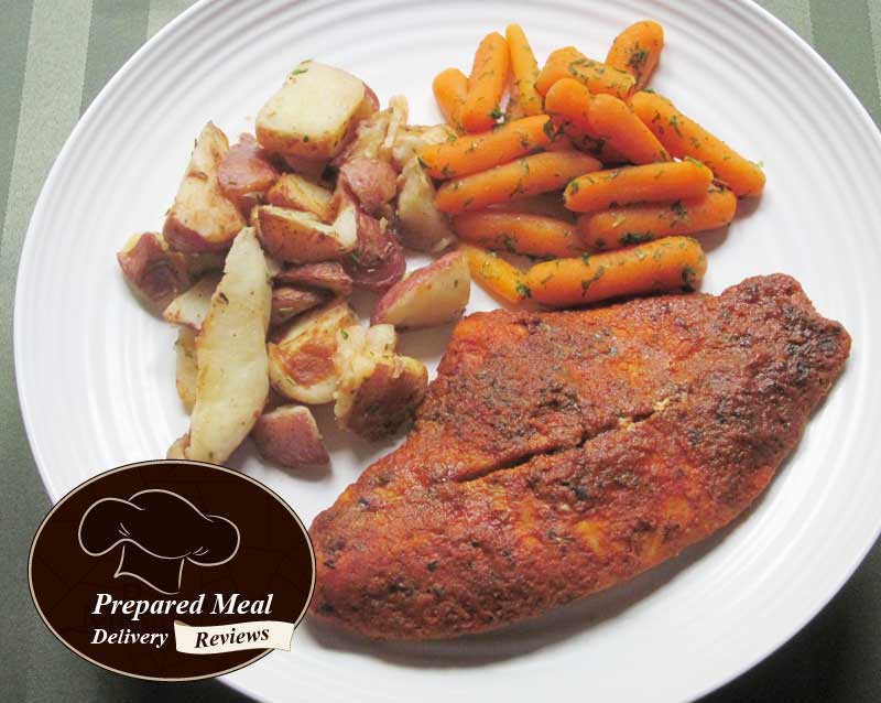 Blackened Catfish with Roasted Red Potatoes and Seasoned Carrots