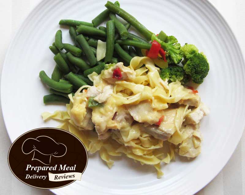 Our EasyLife Meals Review of their Meal Delivery Service Chicken A La King with Green Beans and Broccoli
