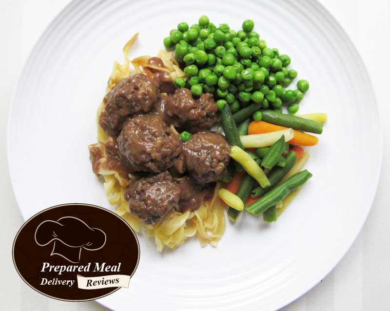 Swedish Meatballs over Egg Noodles with Peas and a Riviera Vegetable Blend