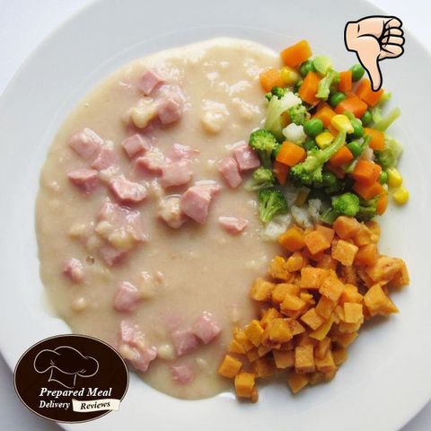 Traditions Meal Solutions Reviews Ham and White Beans with Mixed Vegetables and Sweet Potatoes - $6.95