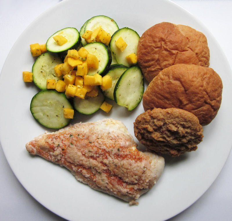 Baked Chicken with Vegetables, Stale Bread and a Cookie