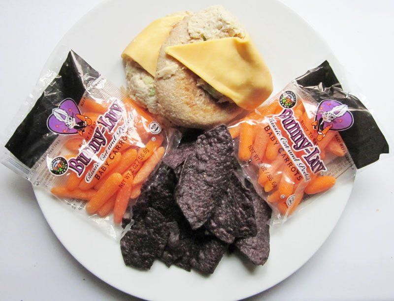 Tuna Sandwich, Chips, and Carrots
