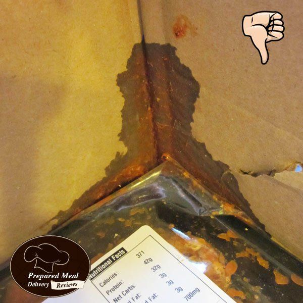 Personal Chef To Go Shipping Issues with a Meal Leaking Inside the Box