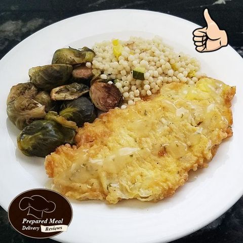 Flounder Francaise with CousCous with Brussel Sprouts - $9