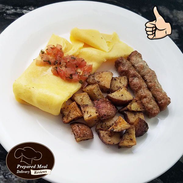 Mexican Salsa Omelet with Roasted Breakfast Potatoes and Pork Sausage