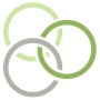 LivingWell Radiology logo icon - three green and gray circles are intertwined on a white background