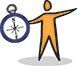 Person holding a compass, indicating direction.
