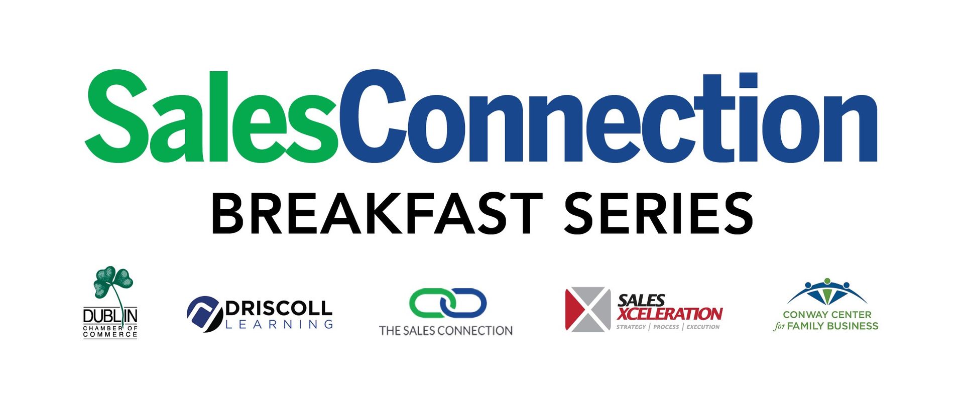 SalesConnection Breakfast Series logo with multiple company logos at the bottom.