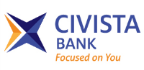 Civista Bank logo: Blue and gold starburst graphic with 