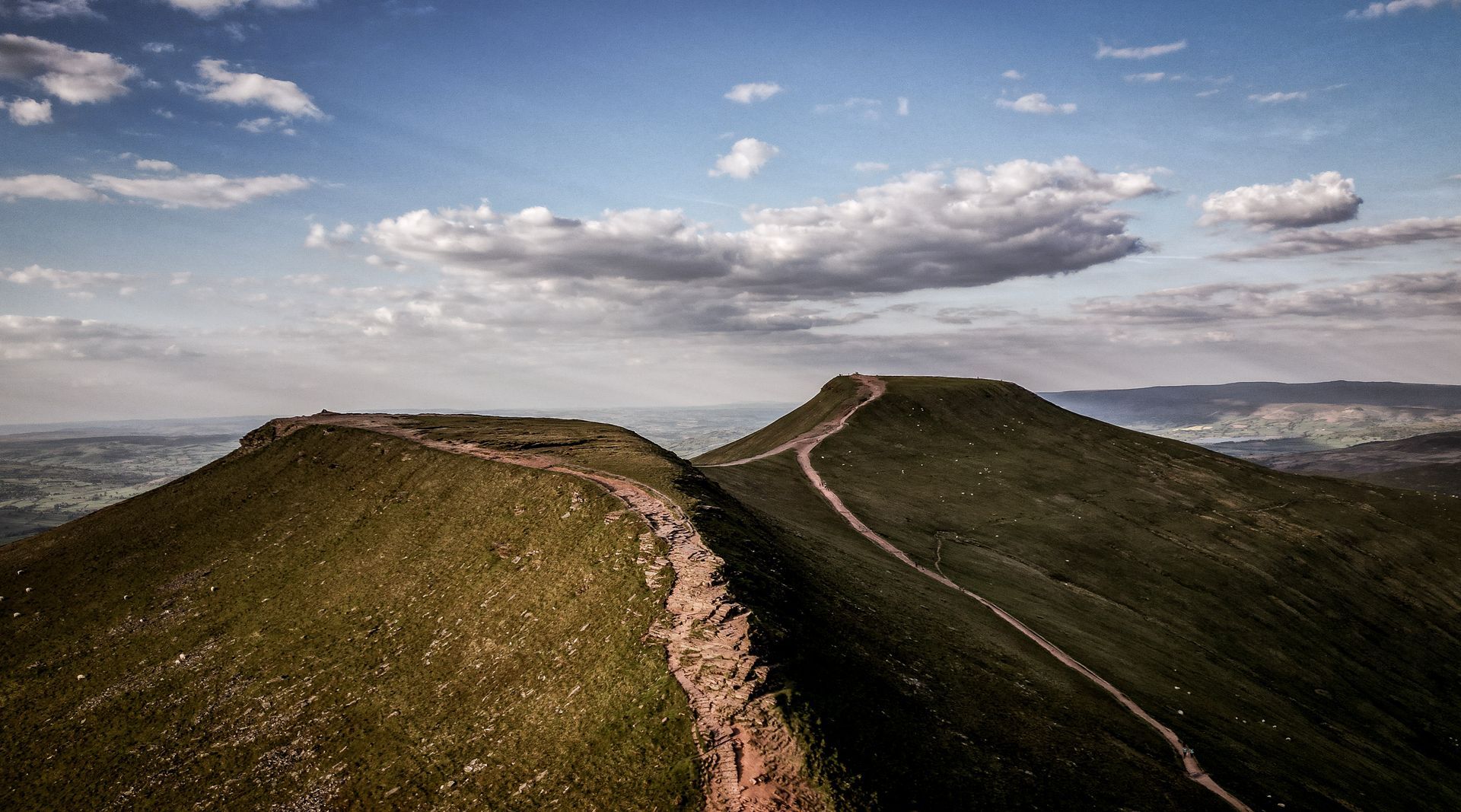 There is a path going up the side of a mountain.