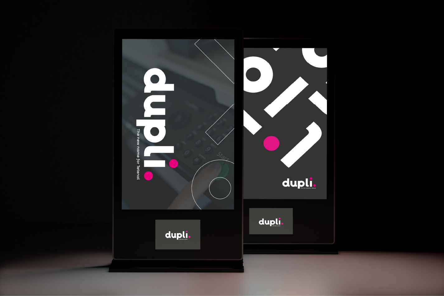 Two digital kiosks with