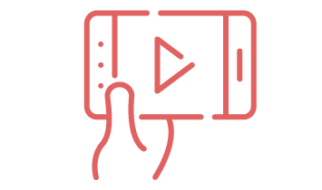 Red outline of a laptop with 