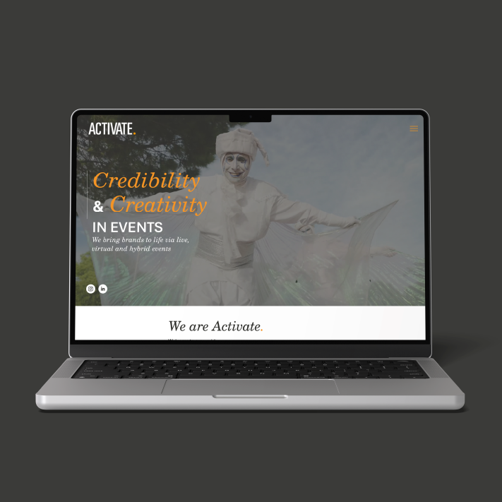 Laptop displaying a website with text