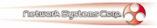 Network Systems Corp logo with text and a red and white sphere.