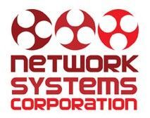 Network Systems Corporation logo with three red circular designs above text.
