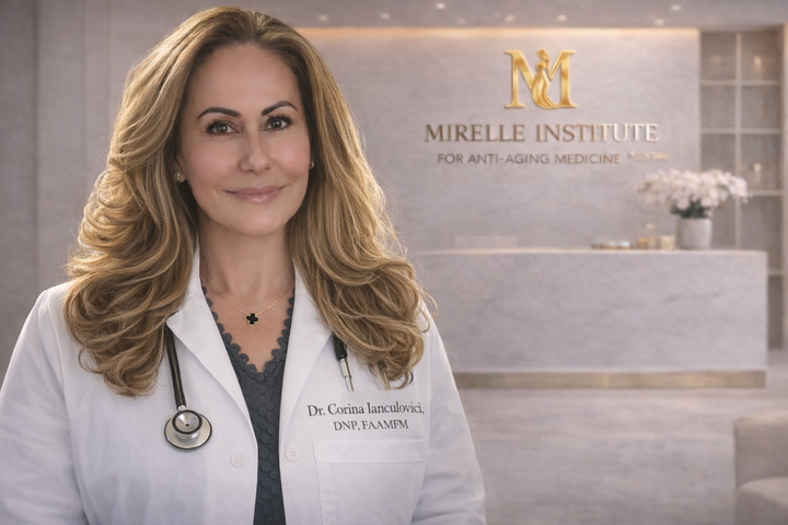 Dr. Corina Ianculovici, DNP, clinical director of Mirelle Institute, specializing in regenerative aesthetics and functional medicine in Manasquan, NJ.