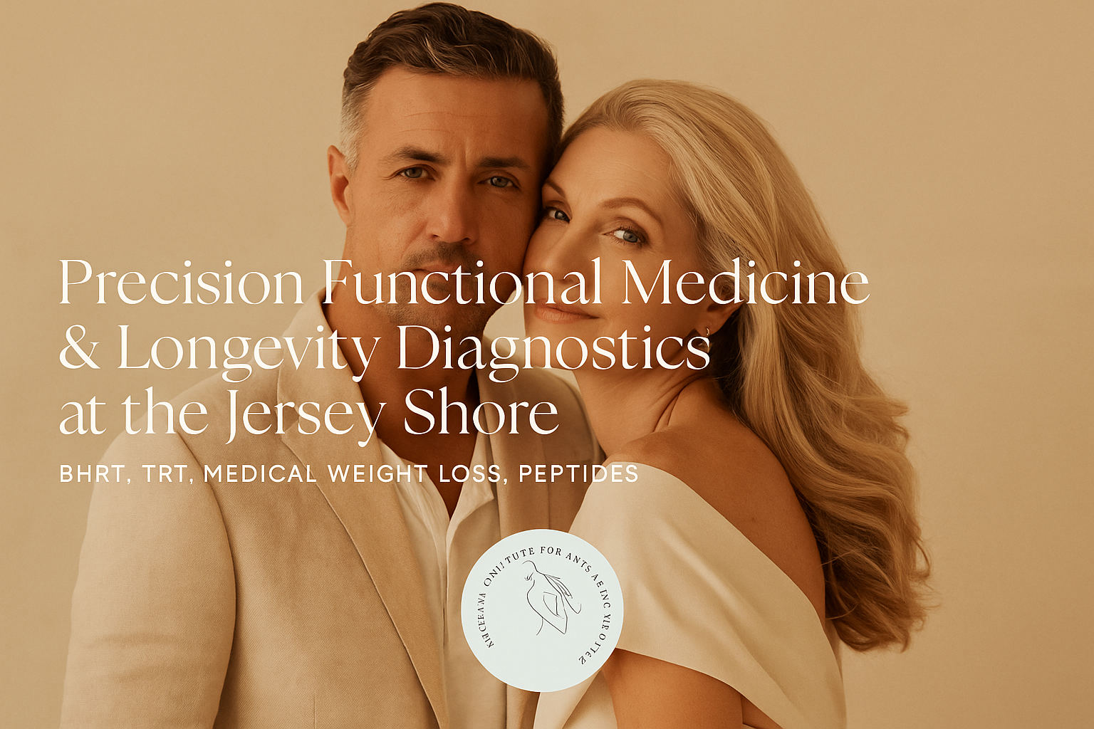 Sophisticated couple representing Jersey Shore functional medicine, hormone therapy (BHRT & TRT), longevity diagnostics, and medical weight loss at Mirelle Institute.