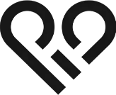 A black and white logo of a heart with two lines coming out of it.