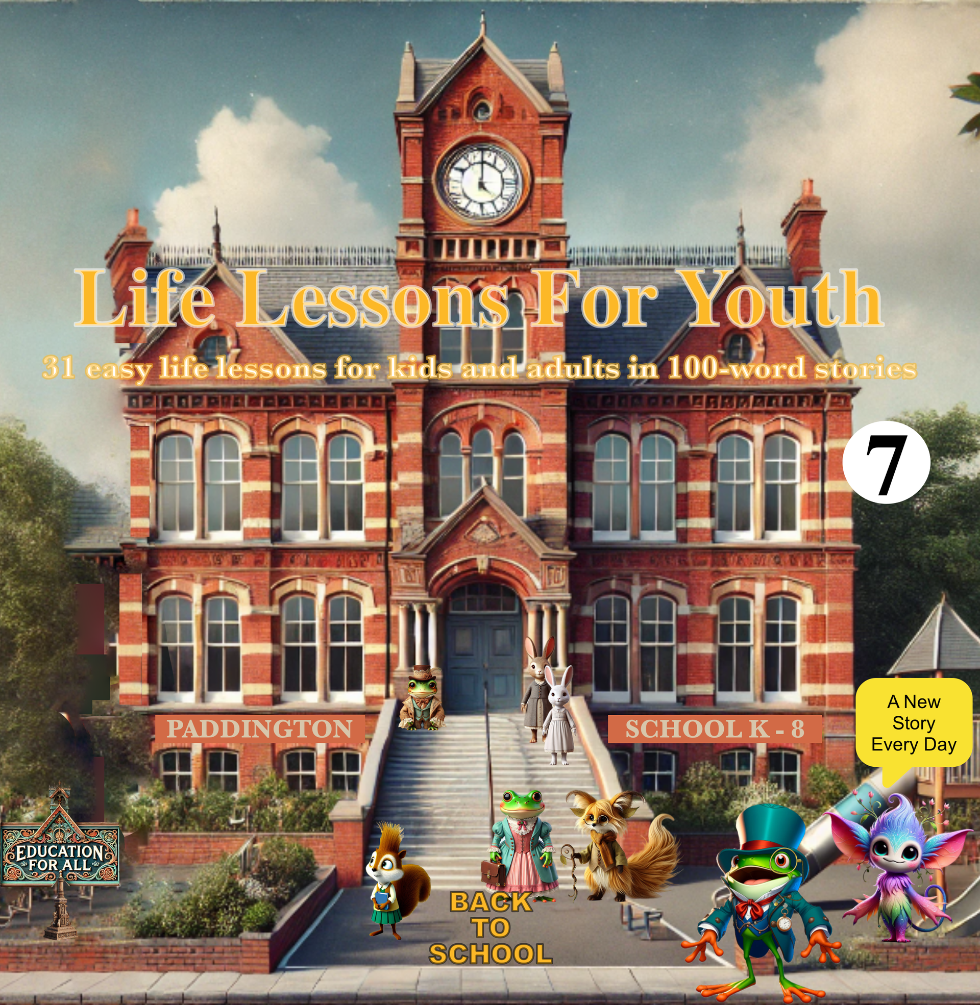 A book called life lessons for youth has a picture of a school