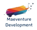 Maeventure Development logo: colorful paint stroke with birds flying from it, company name below in blue.