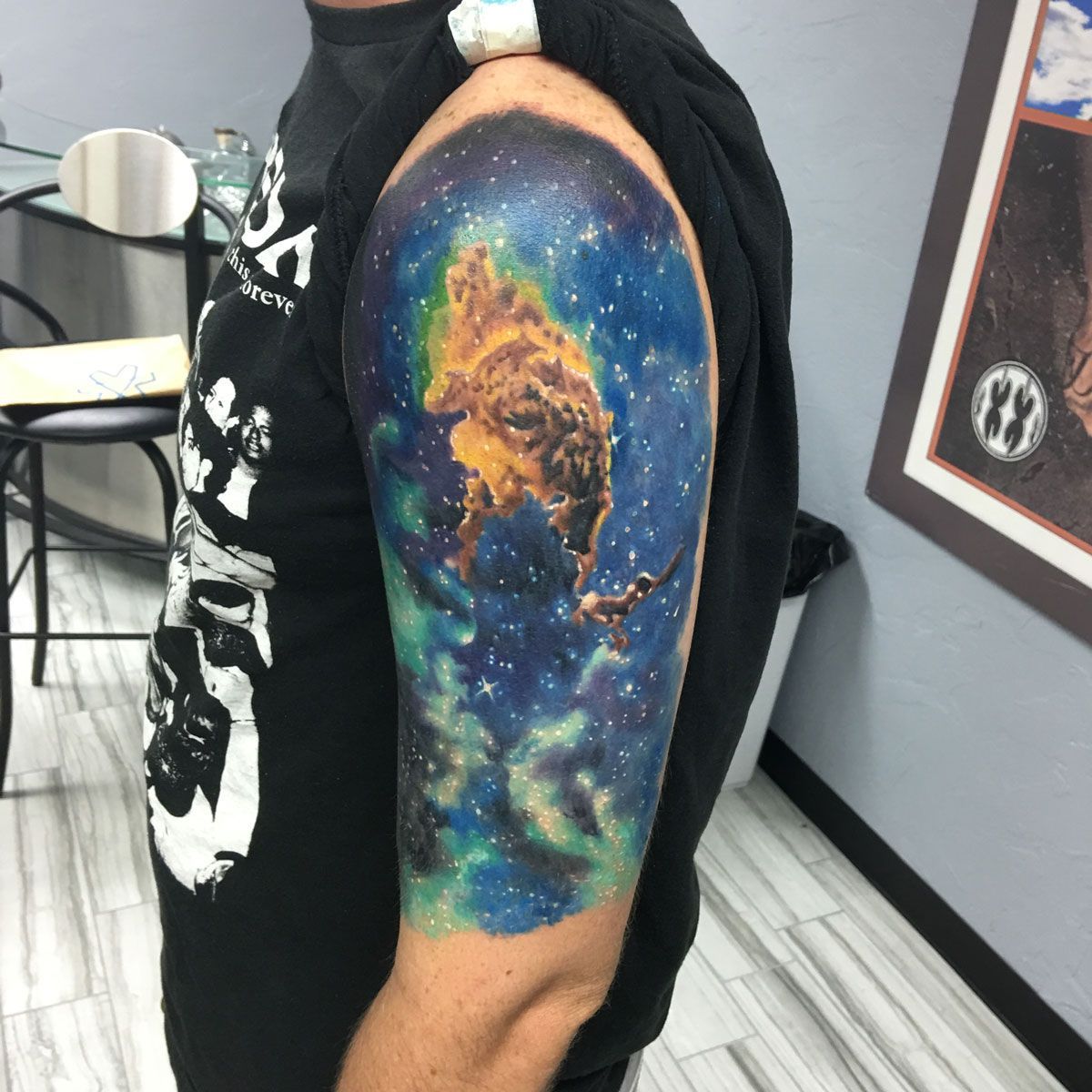 half-sleeve tattoo, stars tattoo