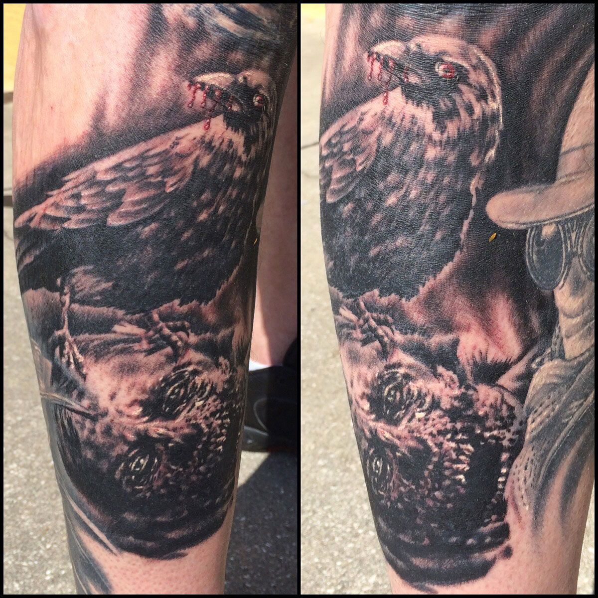 anime tattoo, half-sleeve tattoo