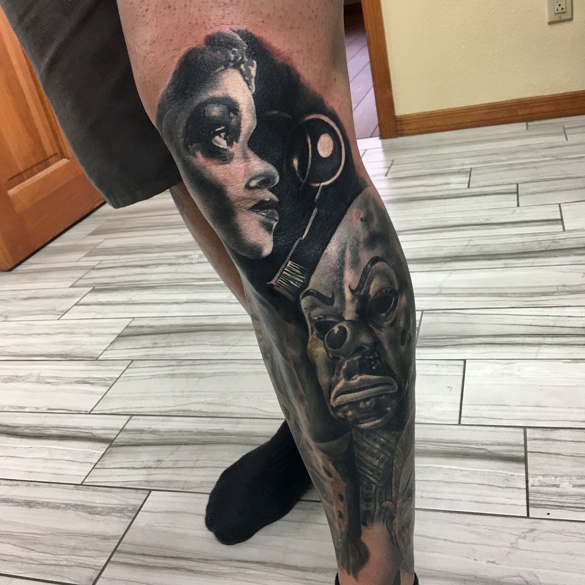 zombie tattoo, girl tattoo, scary jokker tattoo