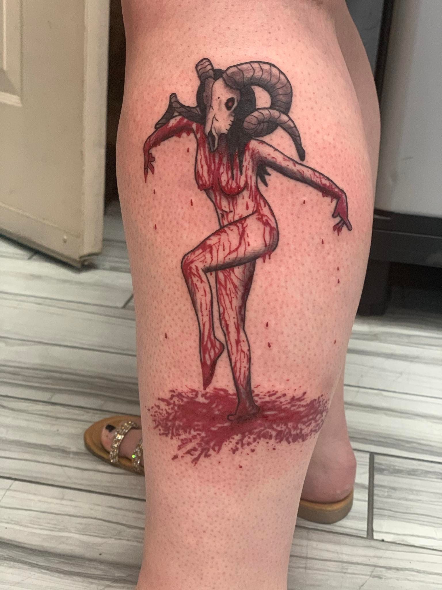 Girl tattoo and scary tattoo