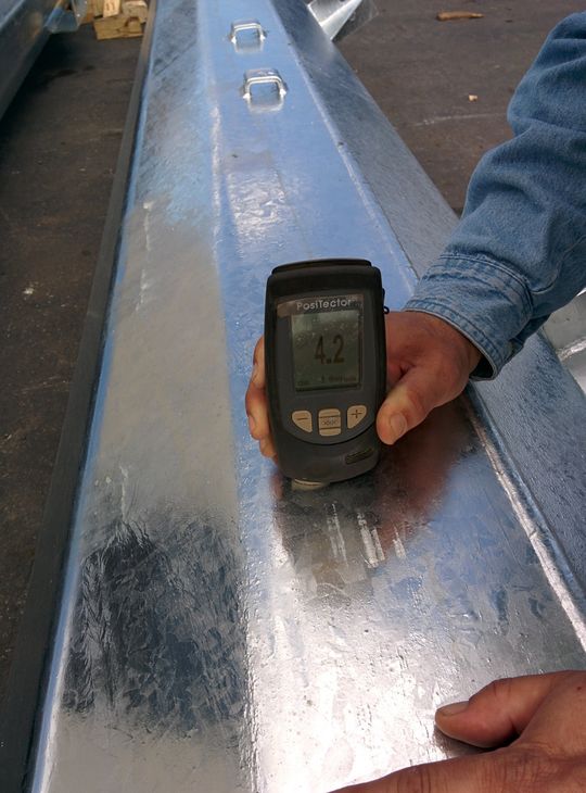 Engineer performing the Galvanized Coating Testing