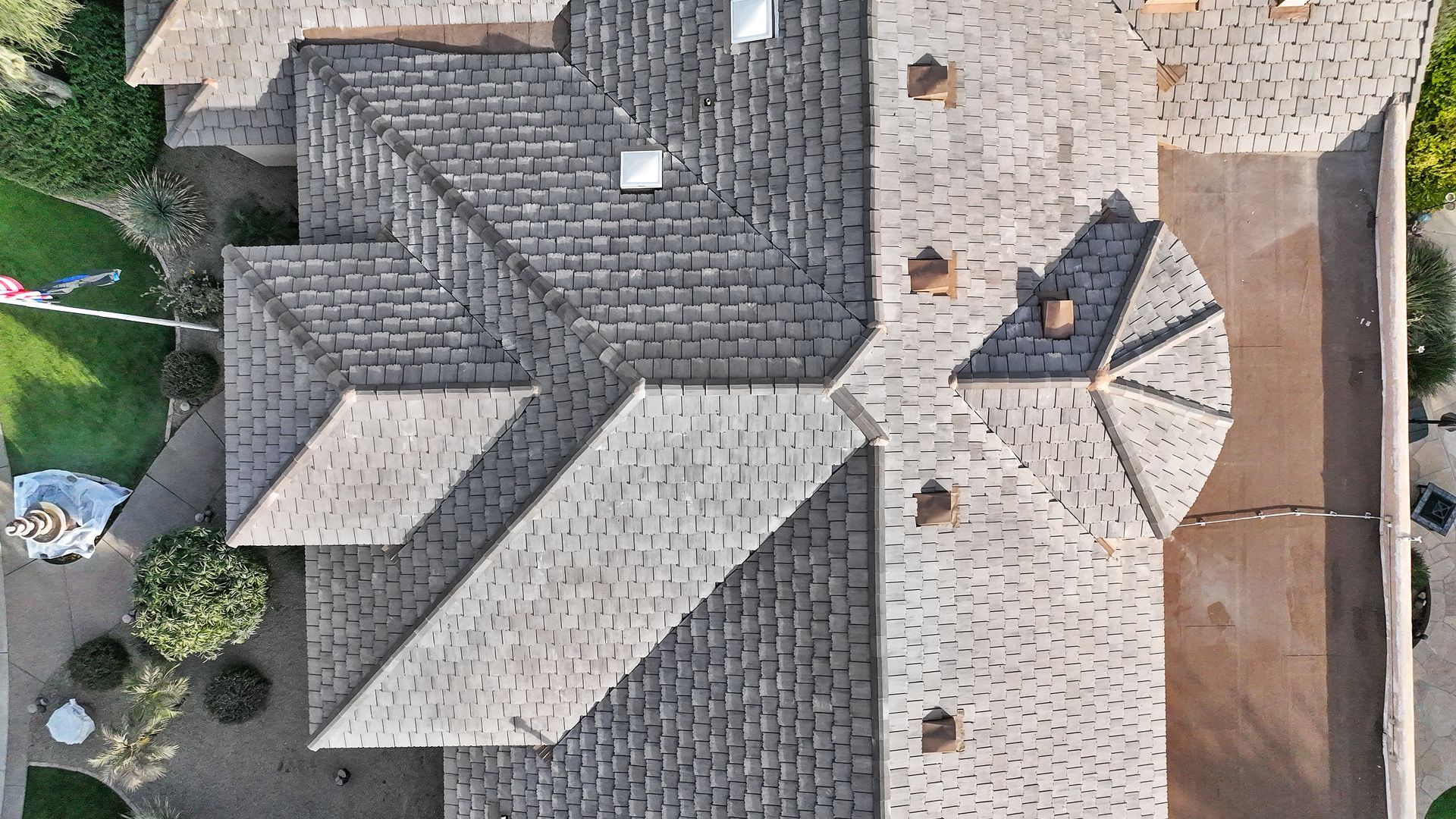 An aerial view of a house roof, Photo by Phoenix Drone Pros, Robert Biggs