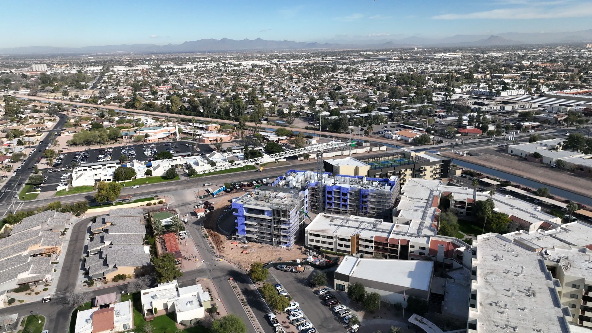 Photo by Phoenix Drone Pros, Robert Biggs, An aerial view of a city with a lot of buildings