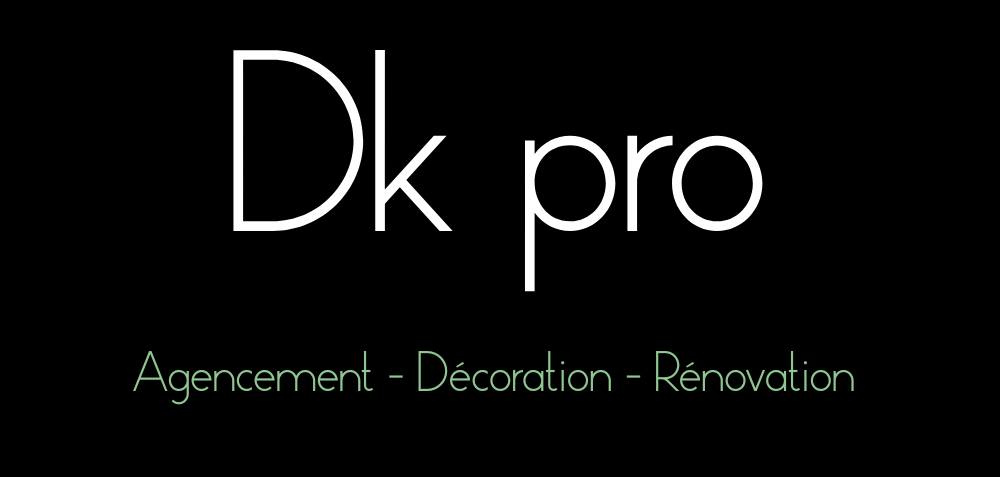 A logo for dk pro agencement decoration renovation