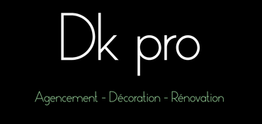 A logo for dk pro agencement decoration renovation