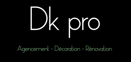 A logo for dk pro agencement decoration renovation