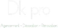 Un logo blanc pour une entreprise appelée dk pro