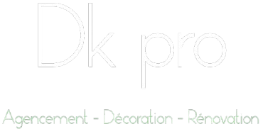 Un logo blanc pour une entreprise appelée dk pro