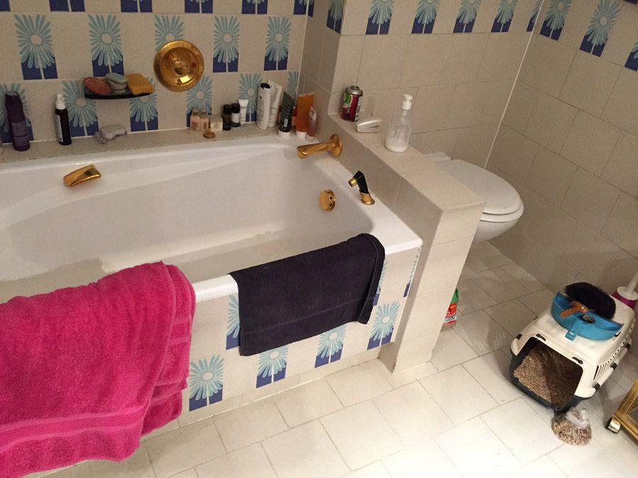 Une salle de bain avec baignoire et toilettes