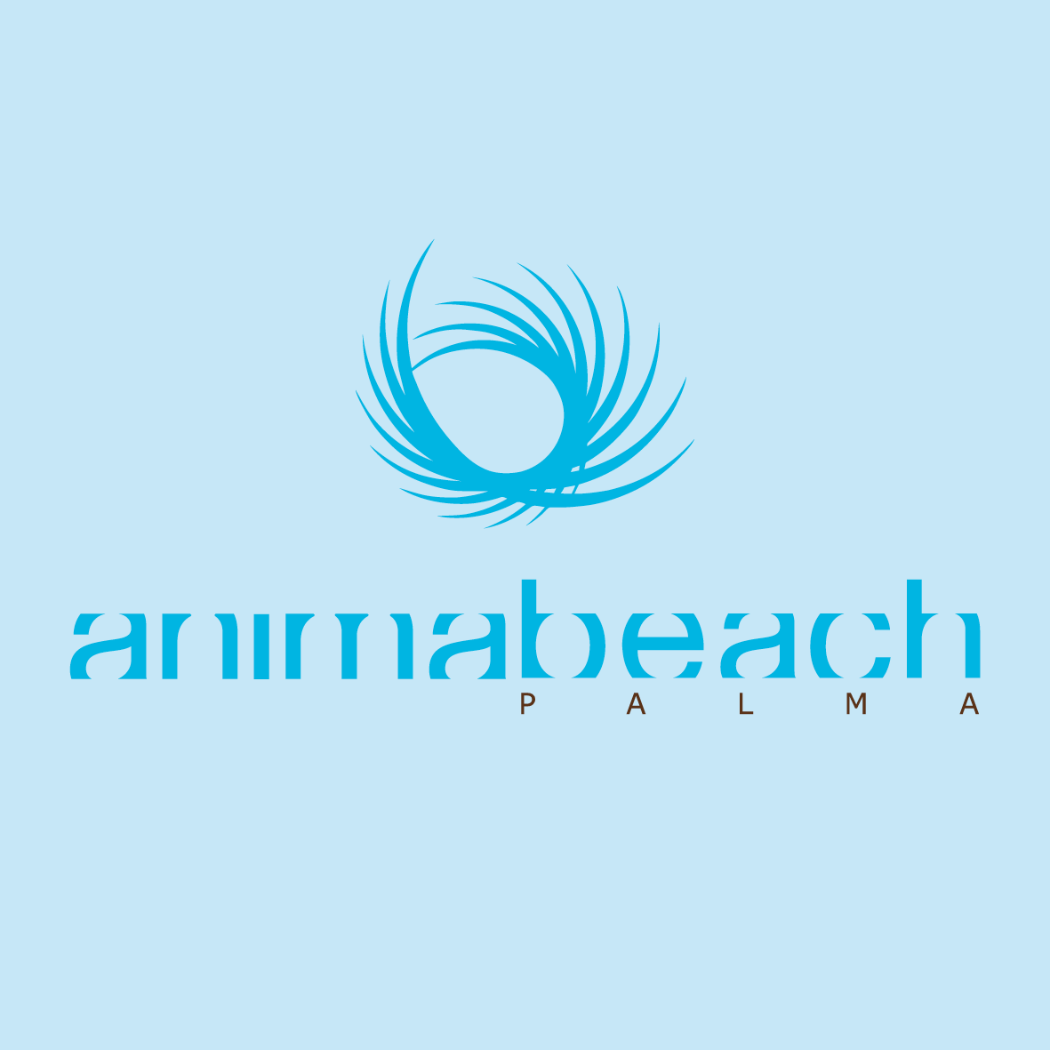 A logo for arrival beach palma on a blue background