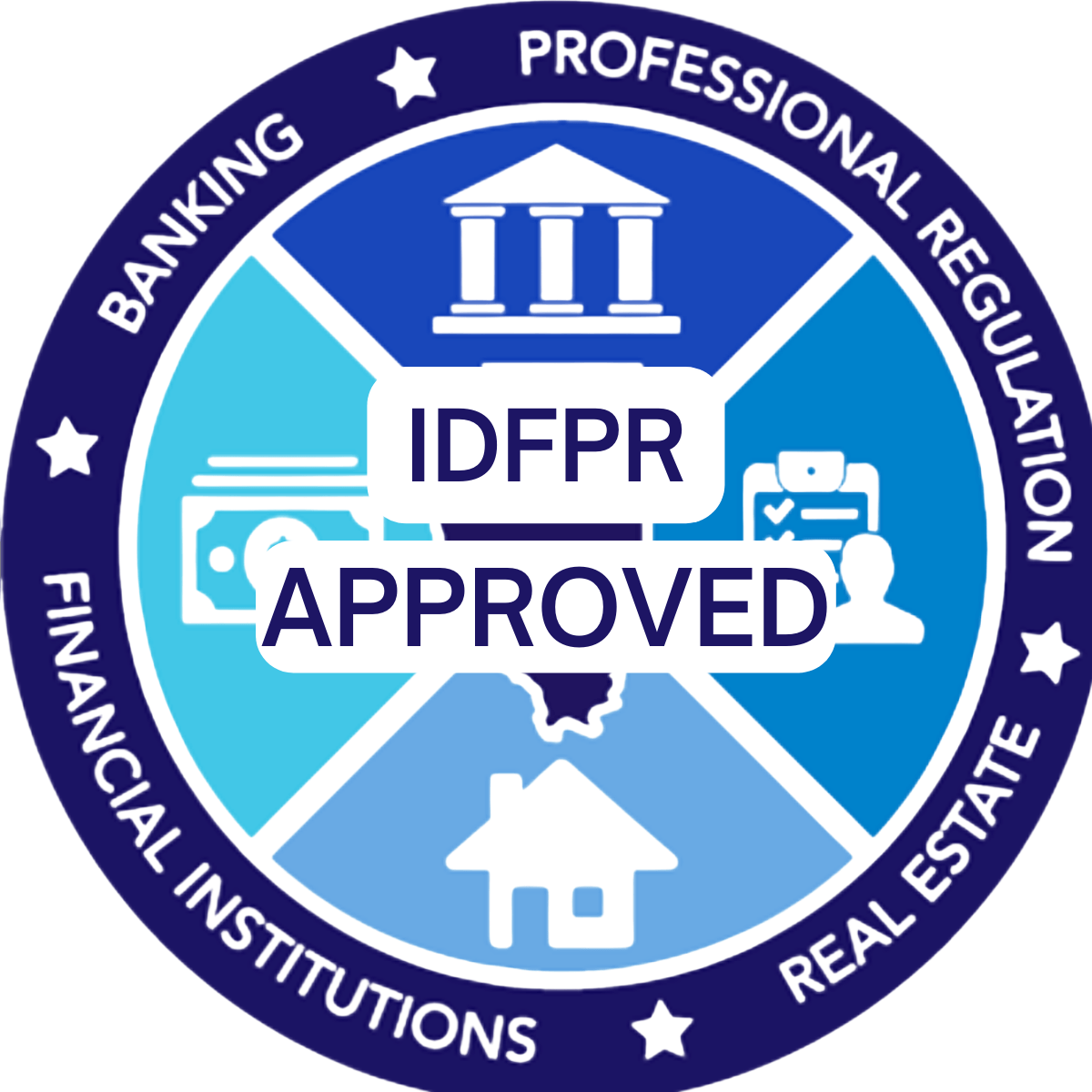 A logo for professional regulation for banking financial institutions and real estate