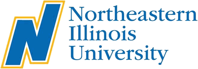 A blue and yellow logo for northeastern illinois university