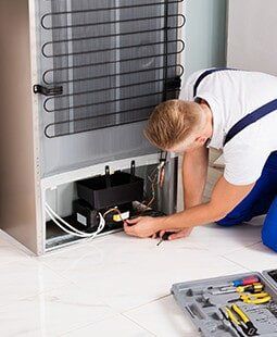 electrician Repairing Refrigerator — Air & Refrigeration Service in Bungalow, QLD