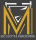 Yellow and white "M" logo with roofing tools, text reads "MCGLOTHLIN ROOFING".